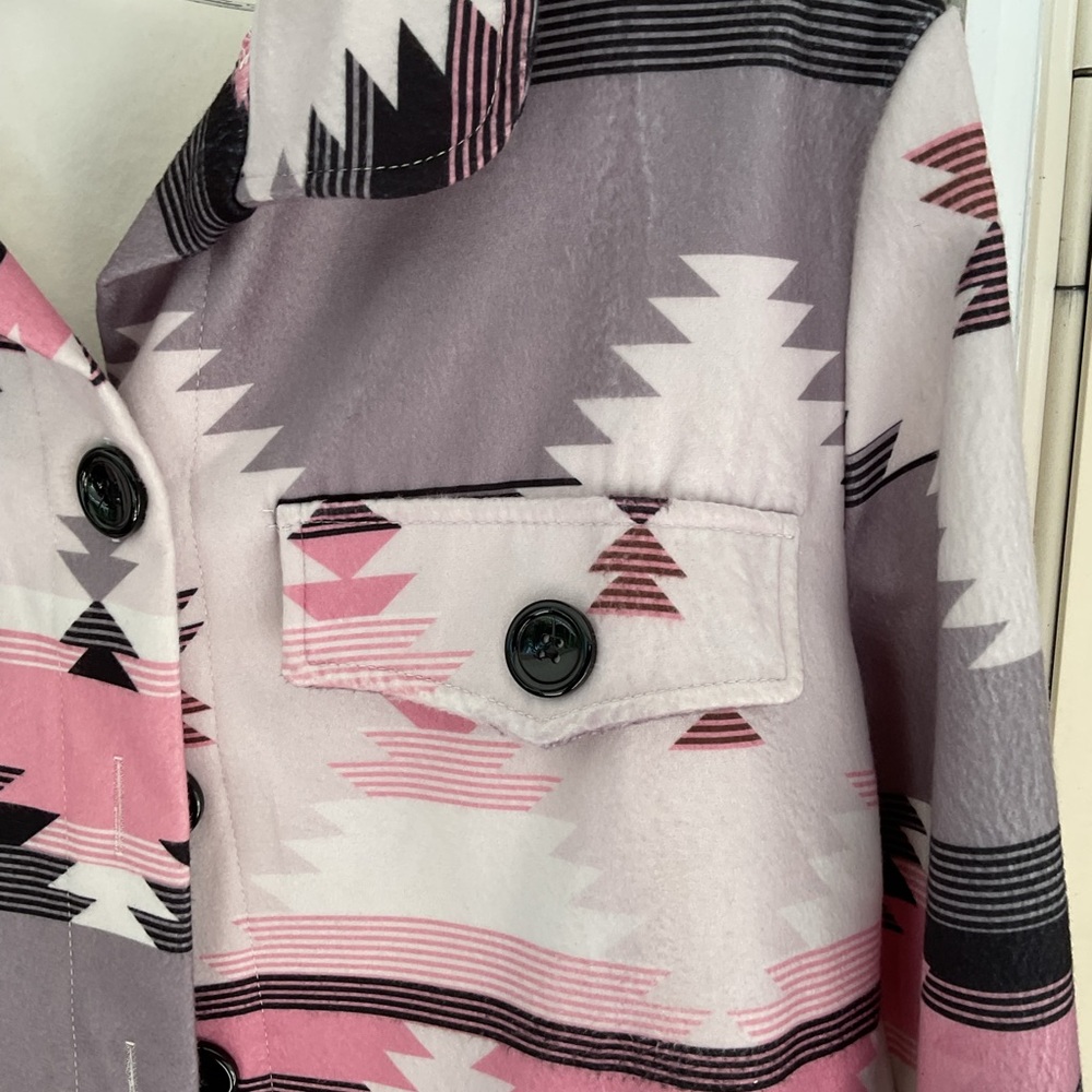 Boutique Not Branded Aztec Southwestern Button Jacket  Woman's SZ L Pink Black - Picture 15 of 16